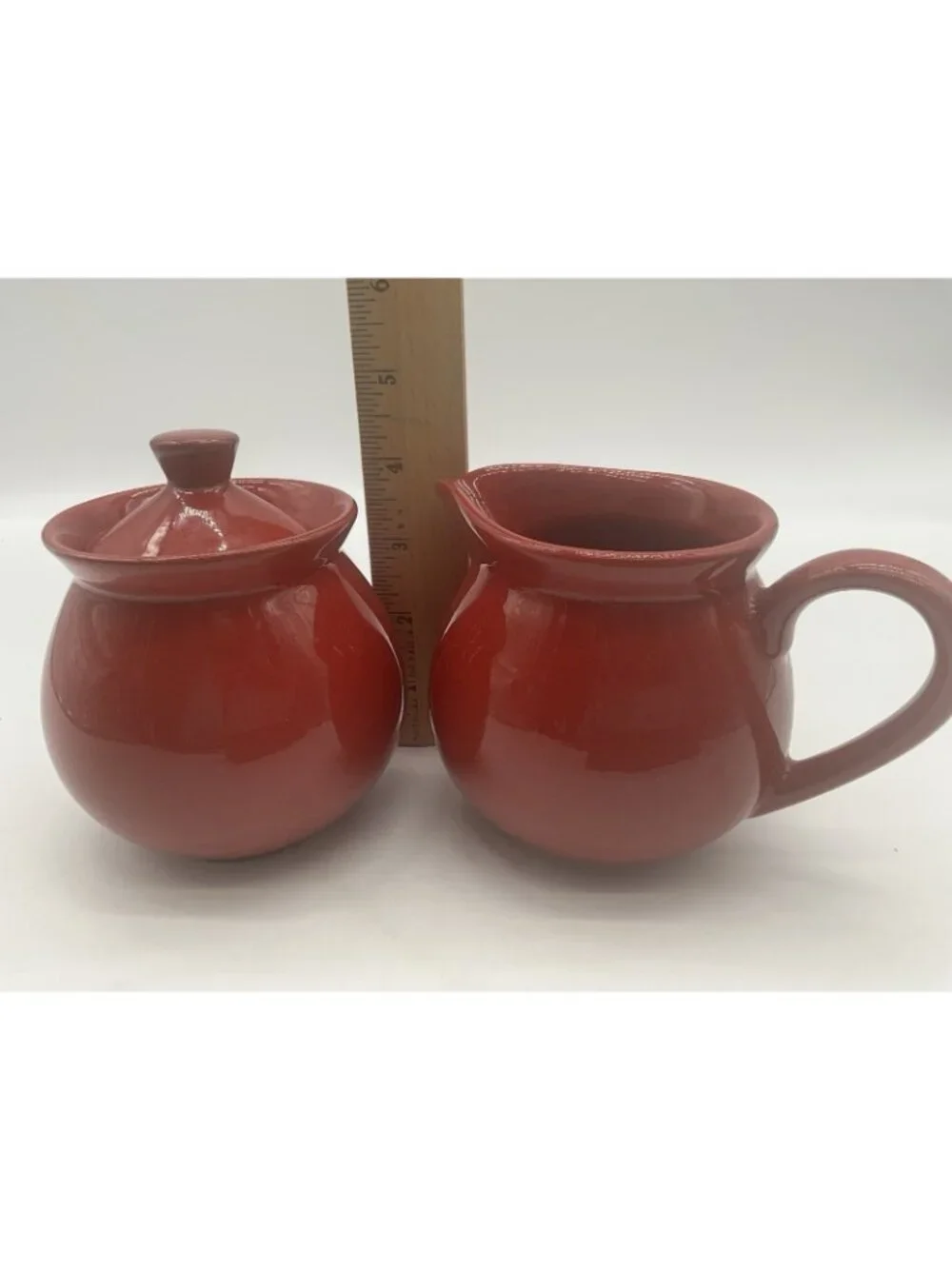 Waechtersbach Vintage Red Ceramic Creamer and Sugar Bowl Set in Cherry Red VTG
